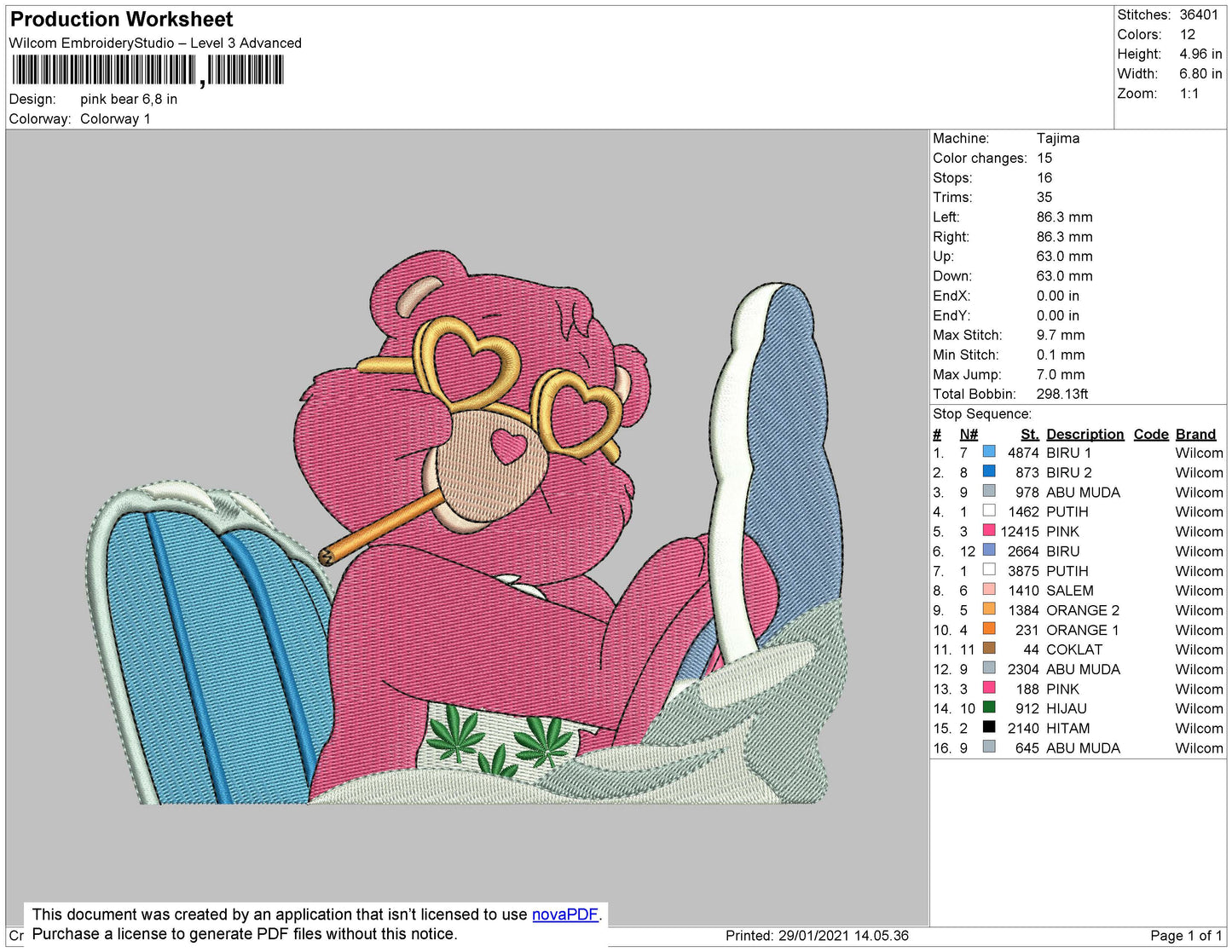 Care Bears Baddie Embroidery 4 size