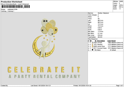 Celebrate Text Embroidery File 6 sizes