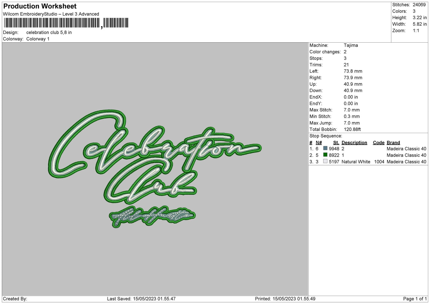 Celebration Club Embroidery File 6 sizes