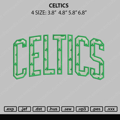 Celtics Embroidery File 4 size