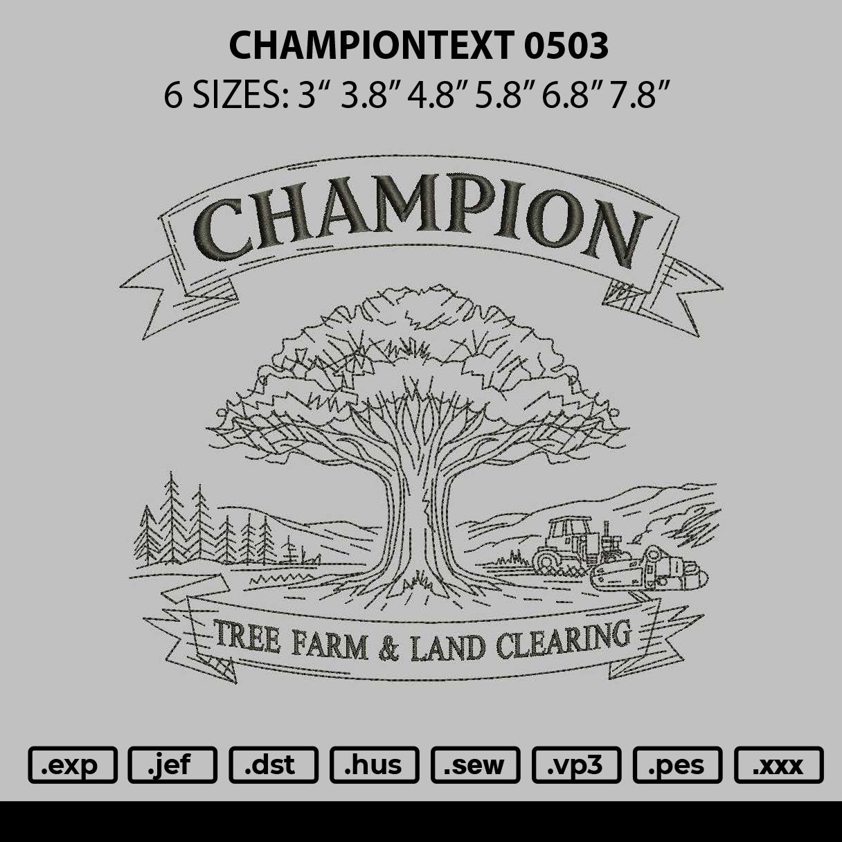 Championtext 0503 Embroidery File 6 sizes