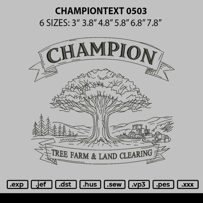 Championtext 0503 Embroidery File 6 sizes