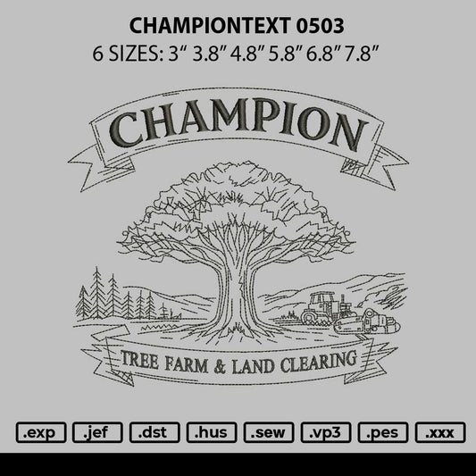 Championtext 0503 Embroidery File 6 sizes