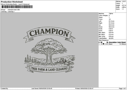 Championtext 0503 Embroidery File 6 sizes