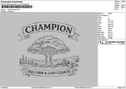 Championtext 0503 Embroidery File 6 sizes