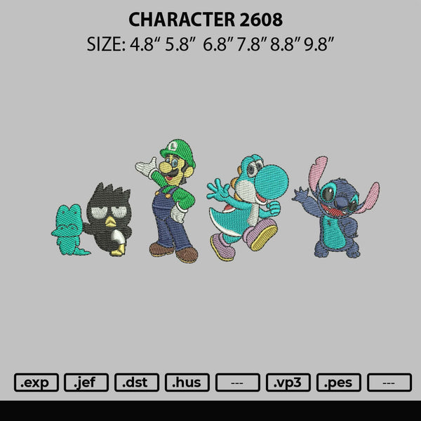 Character 2608 Embroidery File 6 sizes