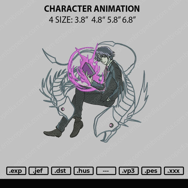 Character Animation Embroidery File 4 size