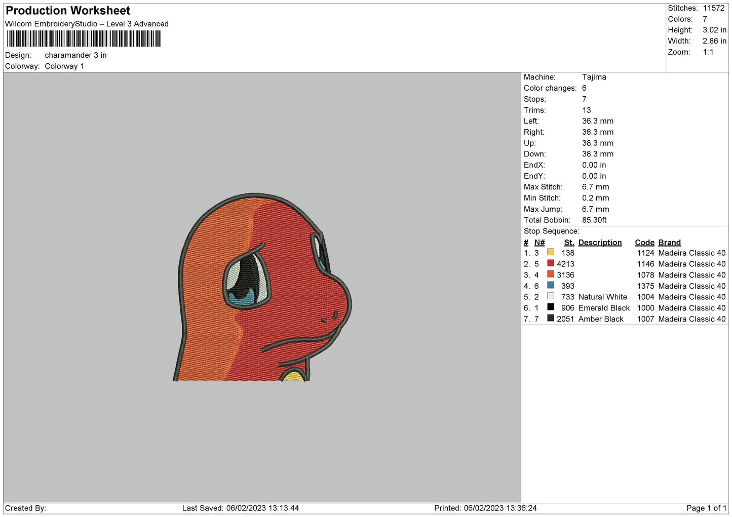 Charmand Embroidery File 6 sizes
