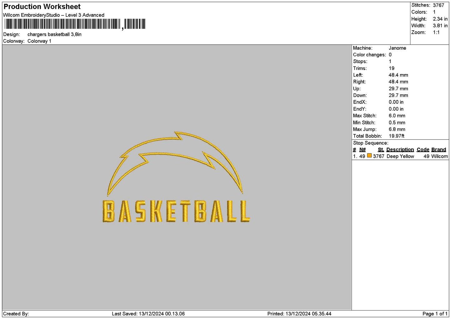 Basketballtext 04 Embroidery FIle 6 sizes