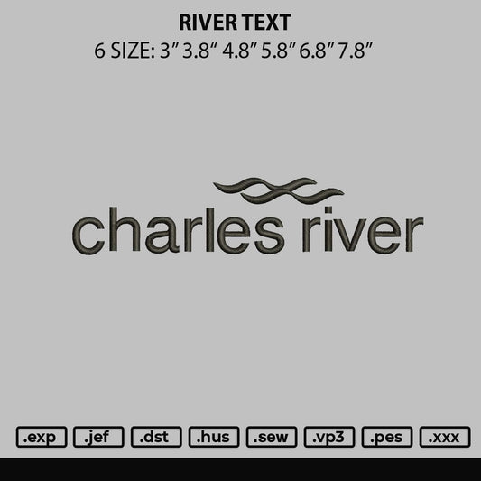 River Text Embroidery File 6 sizes
