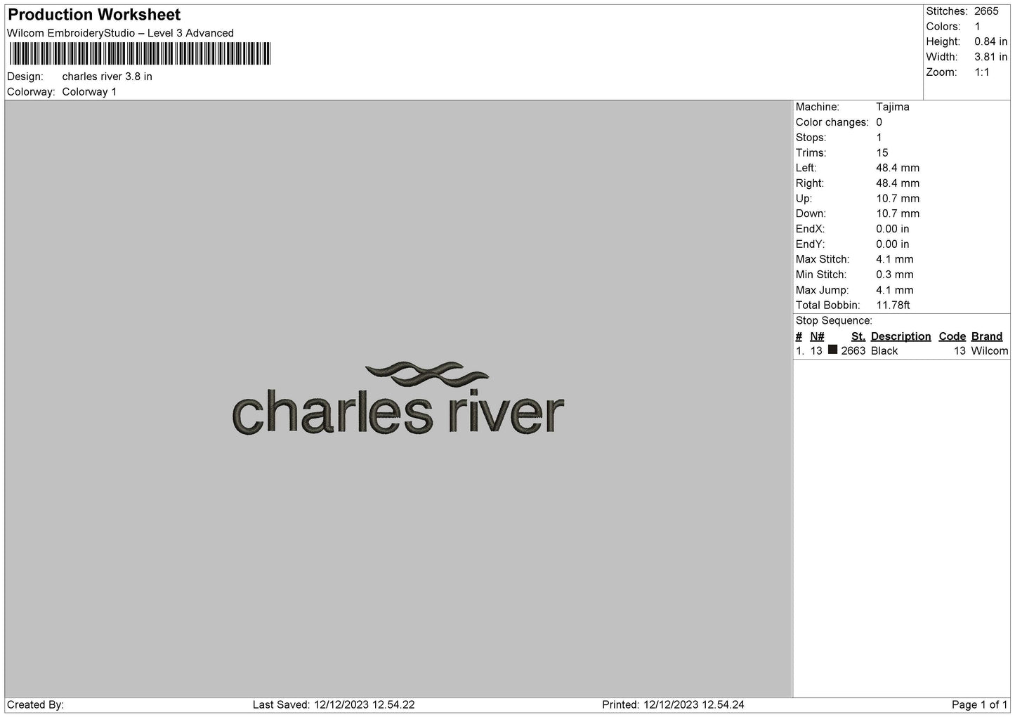 River Text Embroidery File 6 sizes