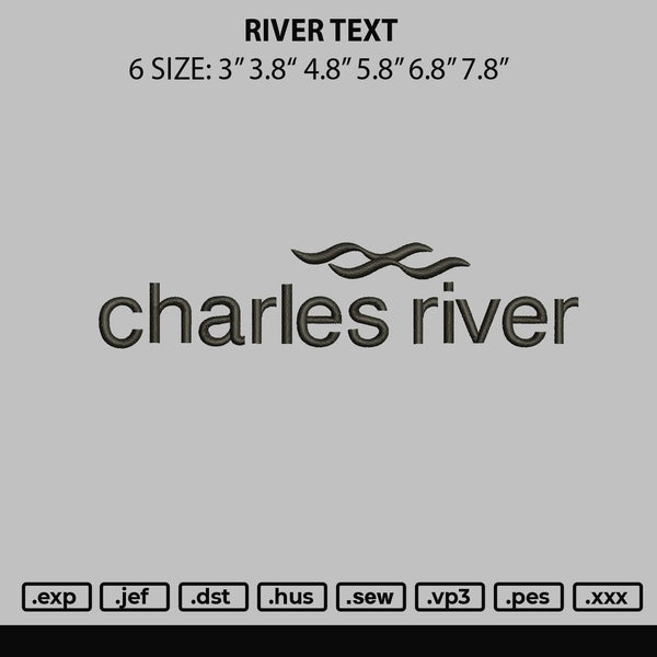 River Text Embroidery File 6 sizes