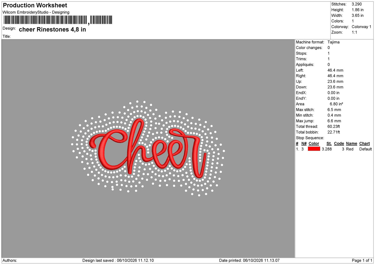 Cheer Rinestones Embroidery Machine and Rinestone Design File 6 sizes