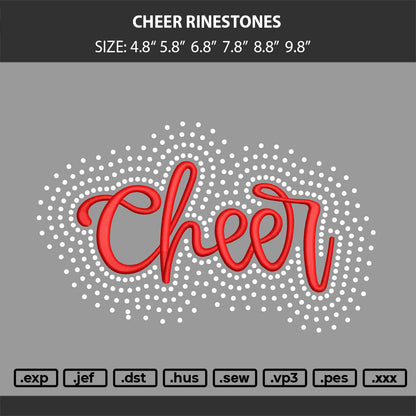 Cheer Rinestones Embroidery Machine and Rinestone Design File 6 sizes
