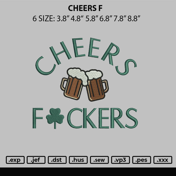 Cheers F Embroider File 6 sizes