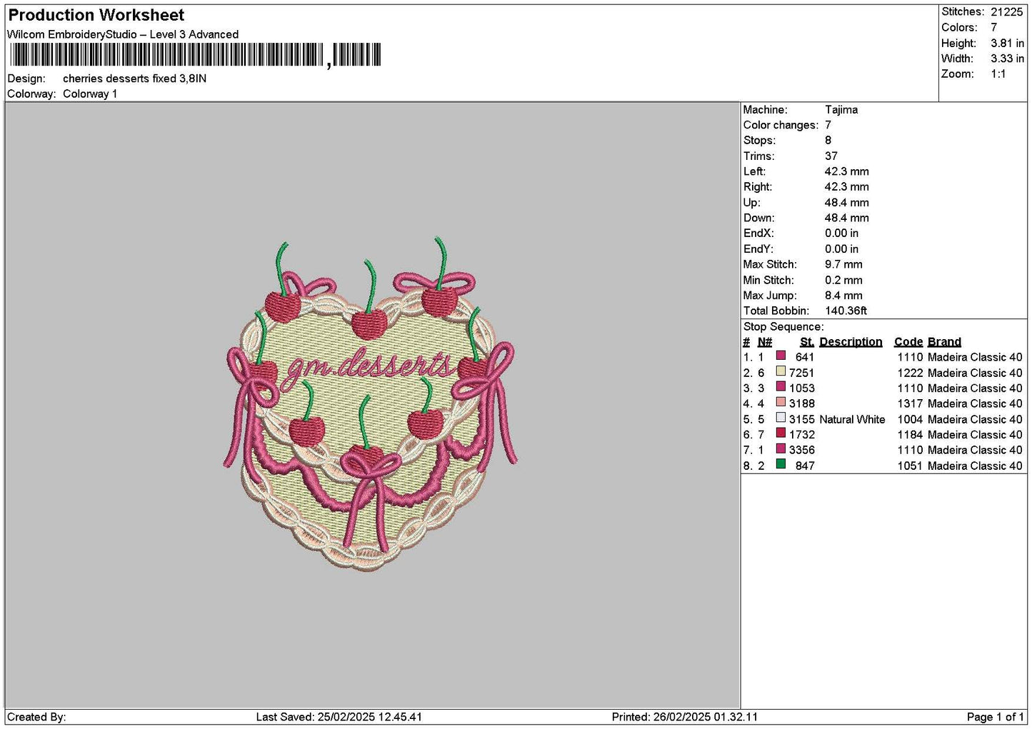 Cherries 2302 Embroidery File 6 sizes