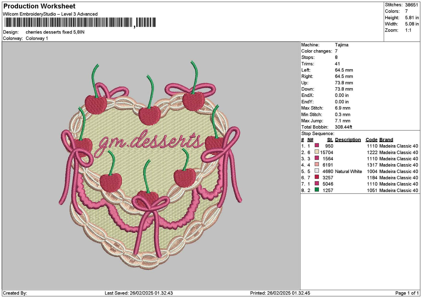Cherries 2302 Embroidery File 6 sizes