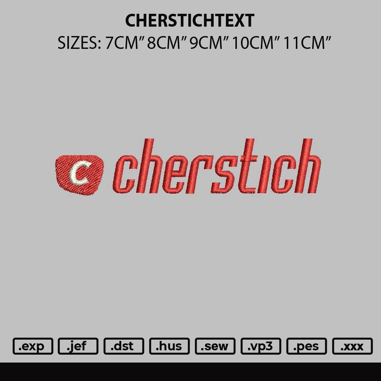 Cherstichtext Embroidery File 6 sizes