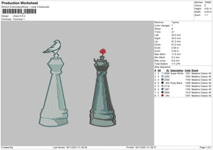 Chess Embroidery File 4 size