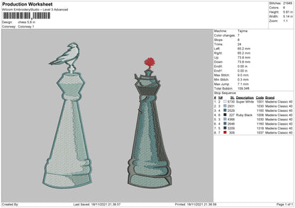 Chess Embroidery File 4 size
