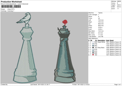 Chess Embroidery File 4 size