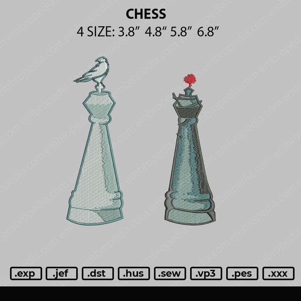Chess Embroidery File 4 size
