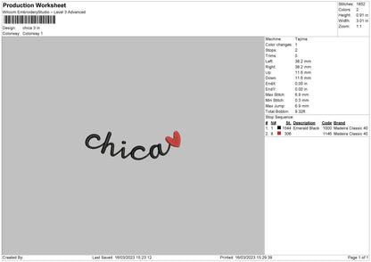 Chica Embroidery File 6 sizes