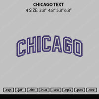 Chicago Text Embroidery File 4 sizes