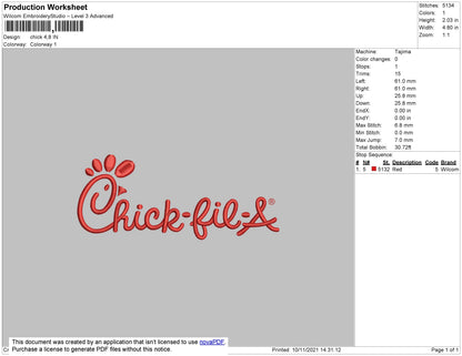 Chick Embroidery File 4 size