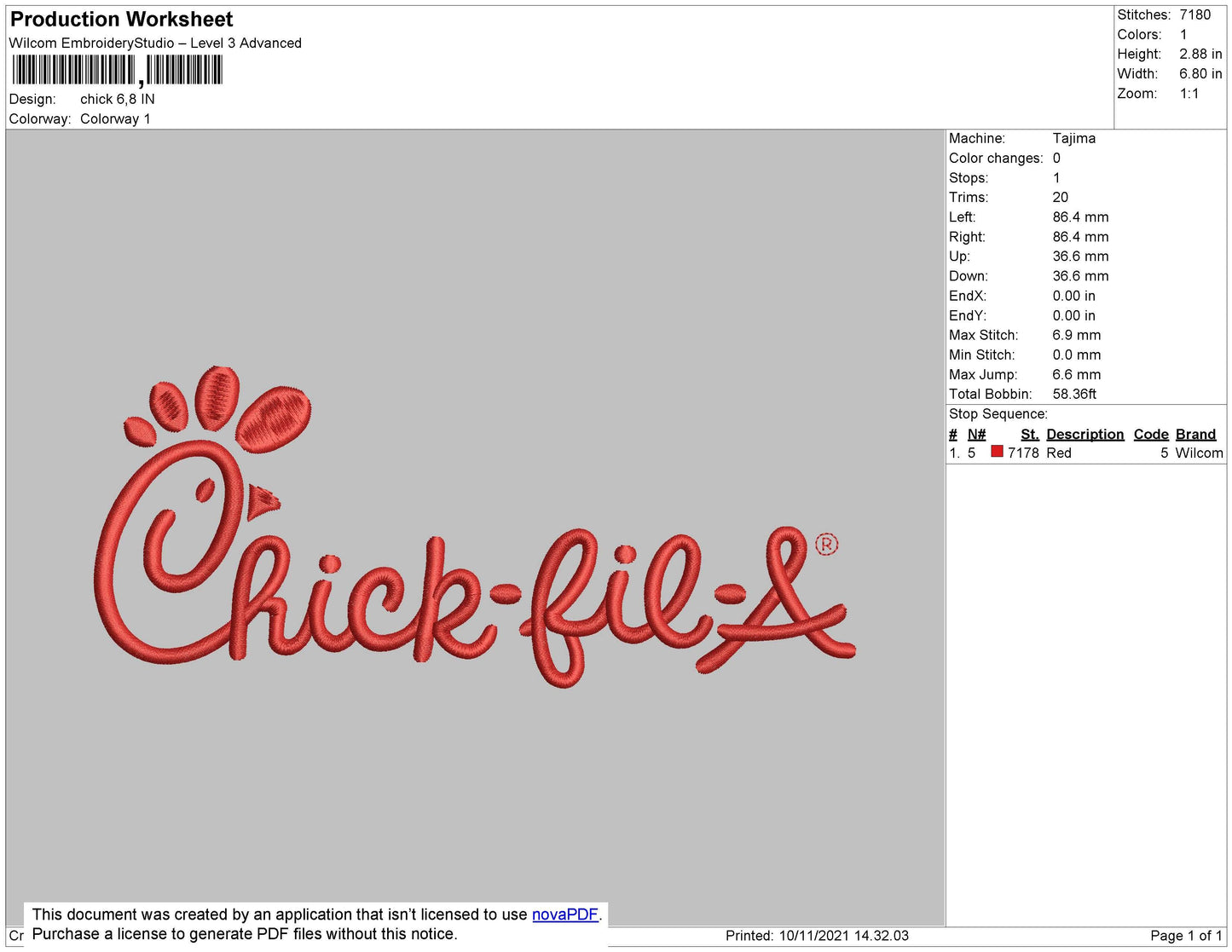Chick Embroidery File 4 size