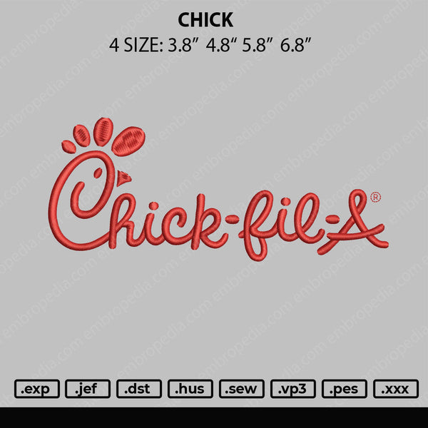 Chick Embroidery File 4 size