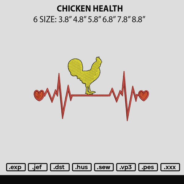 Chicken Health Embroidery File 6 sizes