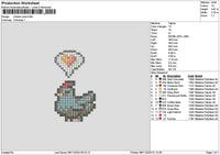 Chicken Pixel Embroidery File 6 sizes