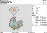 Chicken Pixel Embroidery File 6 sizes