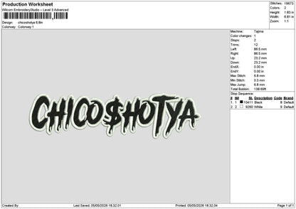 Chico Text Embroidery File 6 sizes