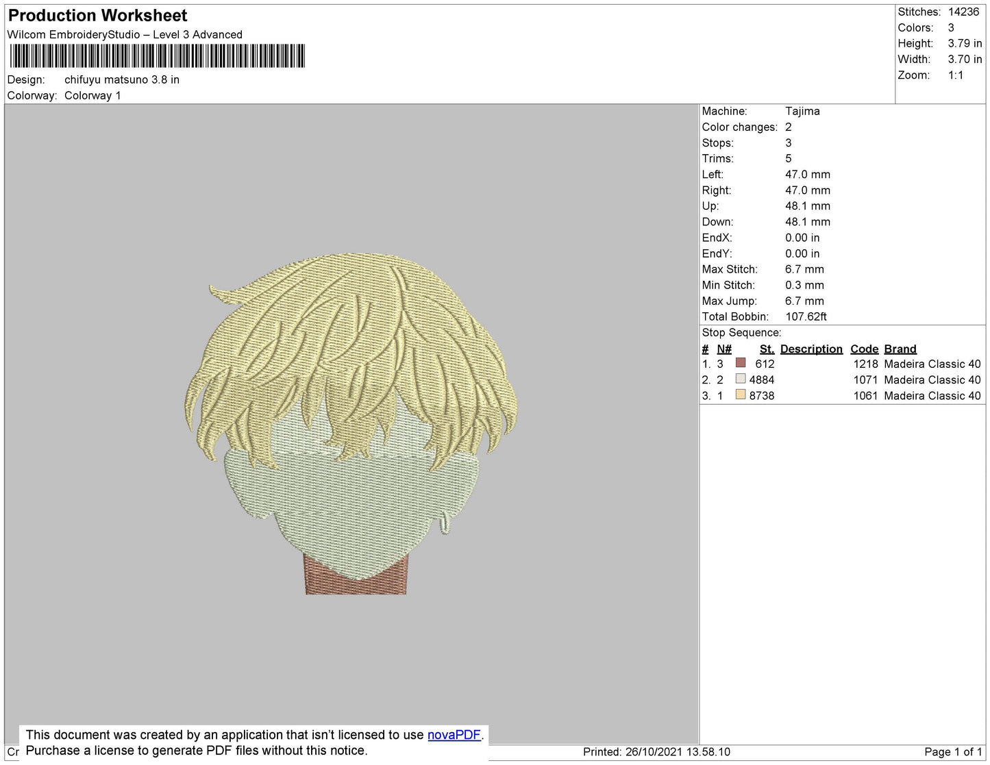 Chifuyu Matsuno Embroidery File 4 size