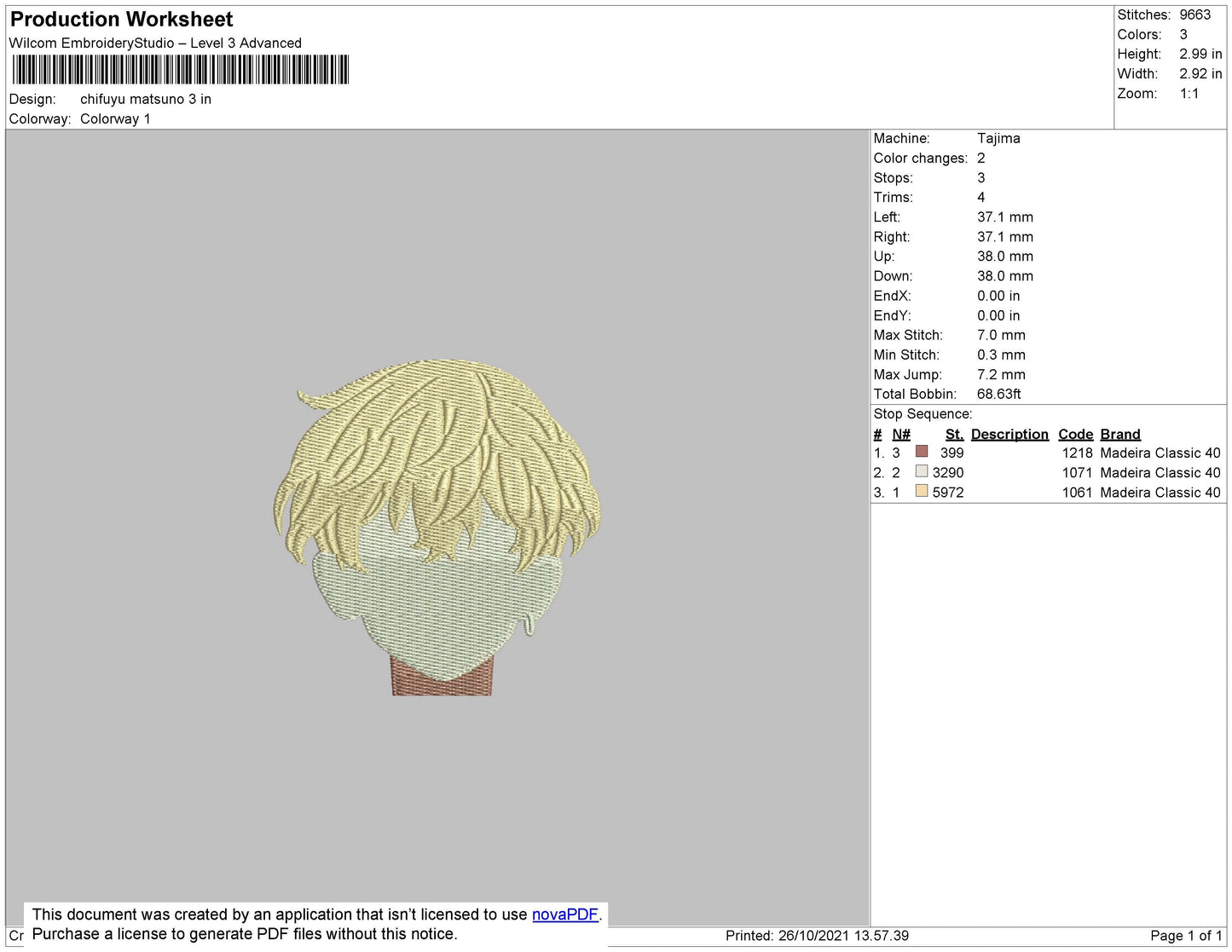 Chifuyu Matsuno Embroidery File 4 size