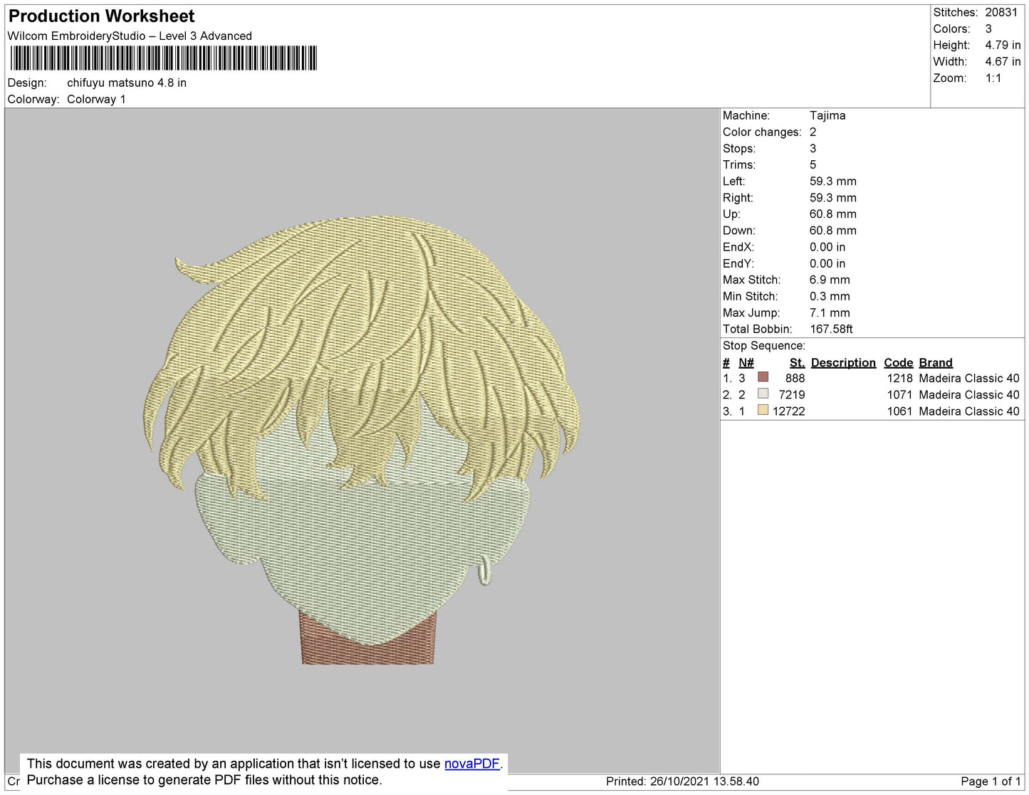 Chifuyu Matsuno Embroidery File 4 size