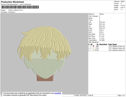 Chifuyu Matsuno Embroidery File 4 size