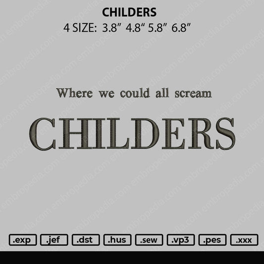 Childers Embroidery File 4 size