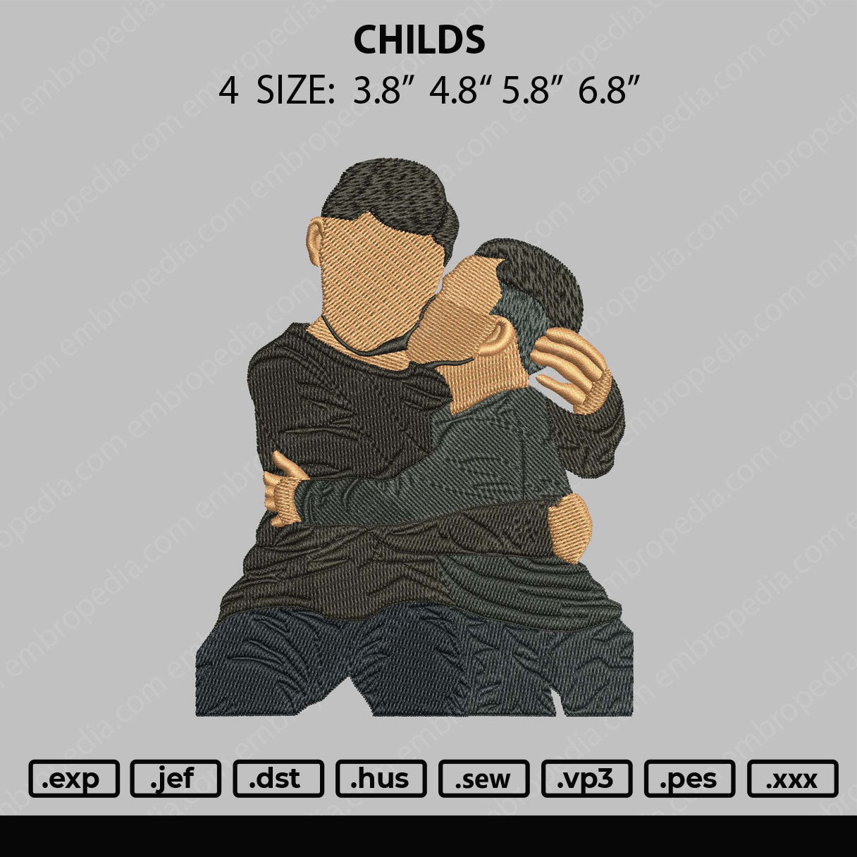 Childs Embroidery File 4 size