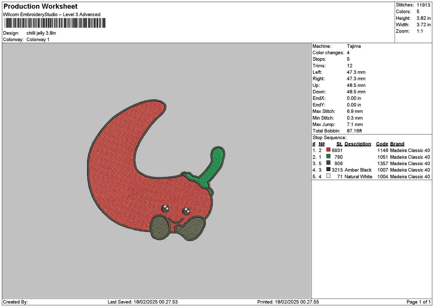Chilli Chibi Embroidery File 6 sizes