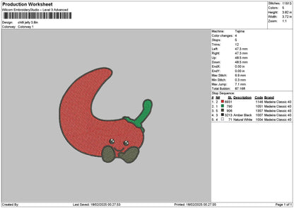 Chilli Chibi Embroidery File 6 sizes