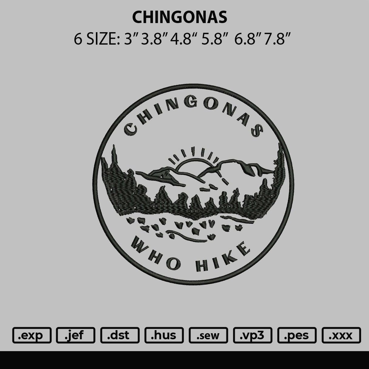 Chingonas Embroidery File 6 sizes