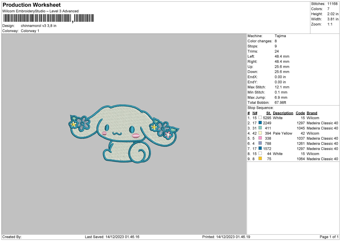 Blue Rabbit Embroidery File 6 sizes