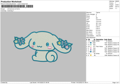Blue Rabbit Embroidery File 6 sizes