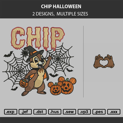 CHIP HALLOWEEN and hand's Embroidery Machine Design Files