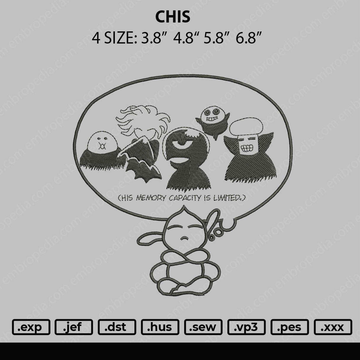 Chis Embroidery File 4 size