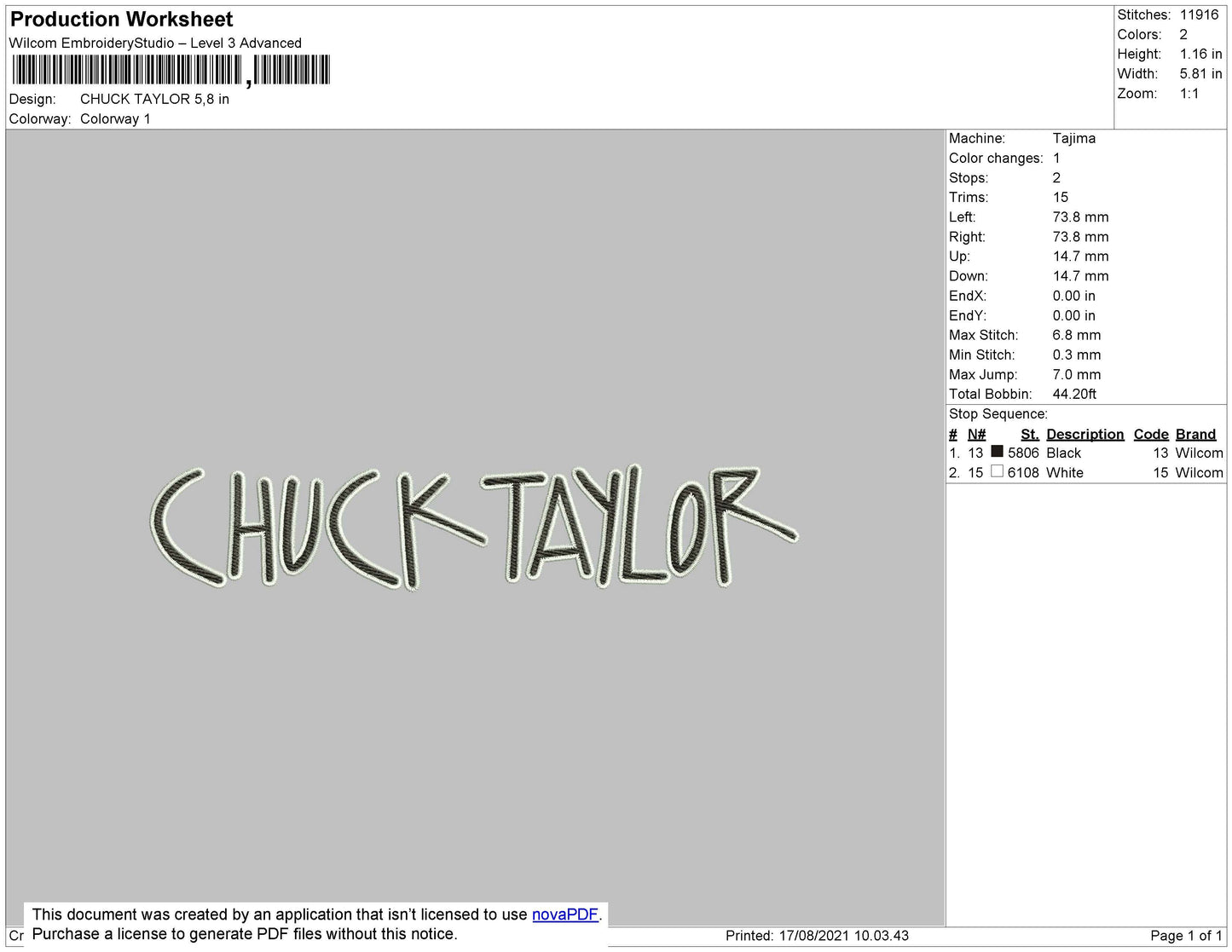 Chuck Taylor Embroidery File 4 size