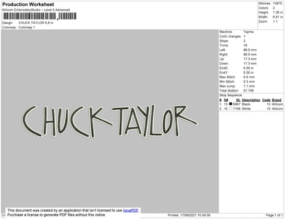 Chuck Taylor Embroidery File 4 size